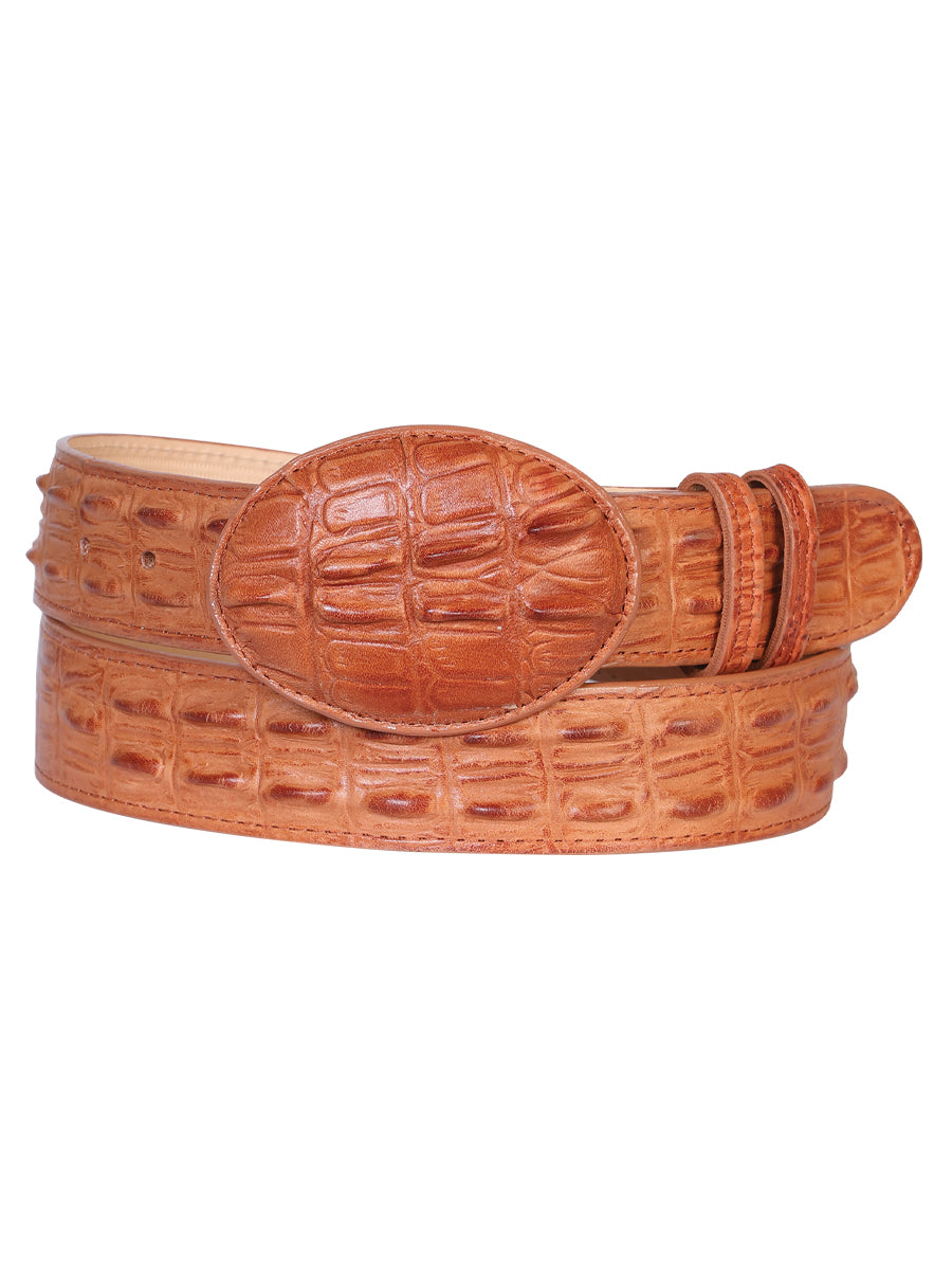 Men's Cowboy Belt - Imitation Tail Alligator - Cognac 685