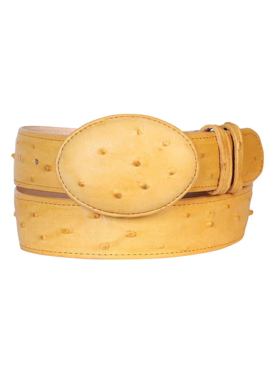 Men's Cowboy Belt - Imitation Ostrich - Butter Color 702