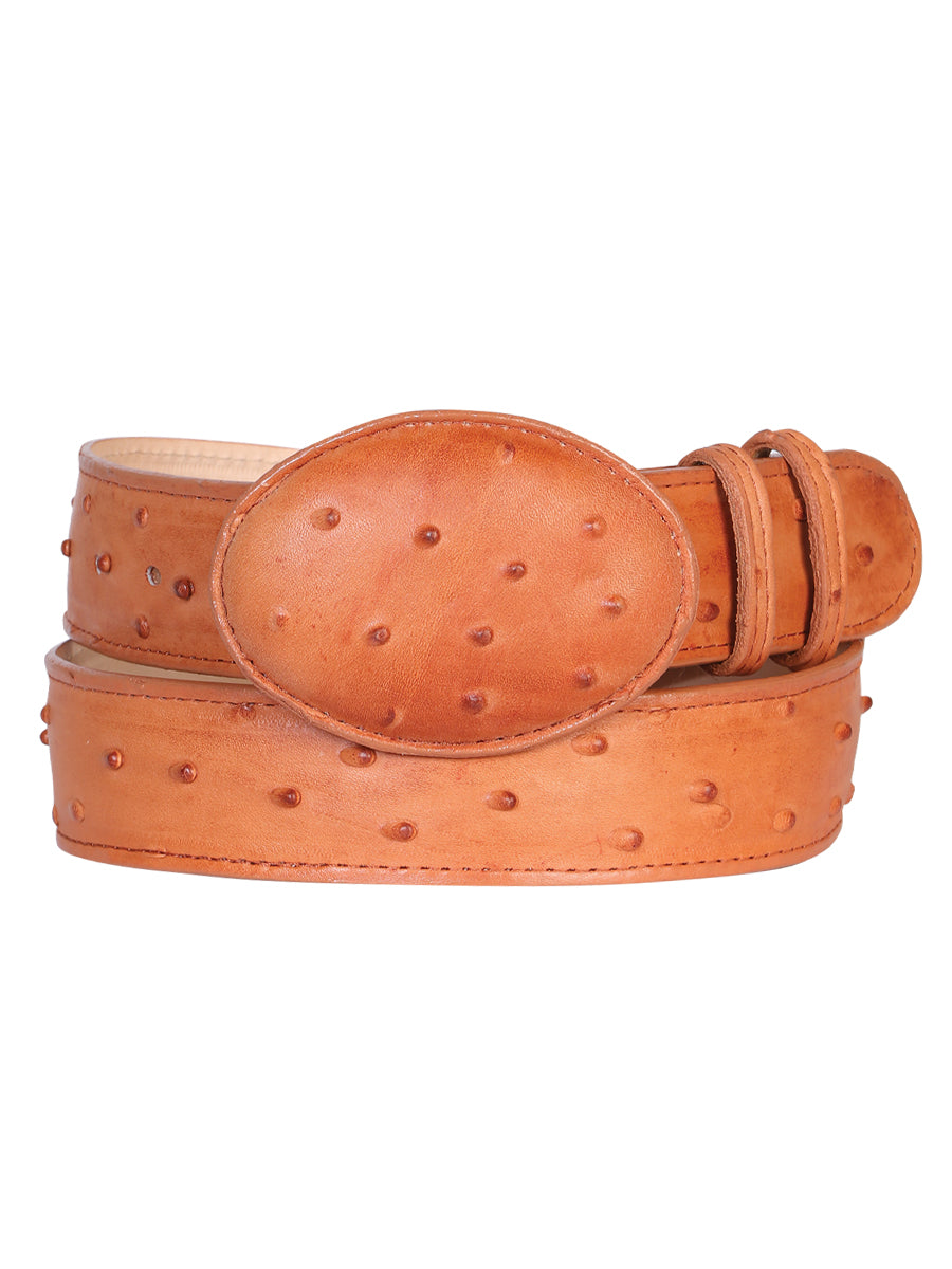 Men's Cowboy Belt - Imitation Ostrich - Cognac 703