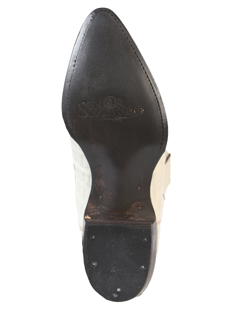 The Lord of the Heavens Men's Western Boot - Alligator Tail Print Leather - Bone 40845