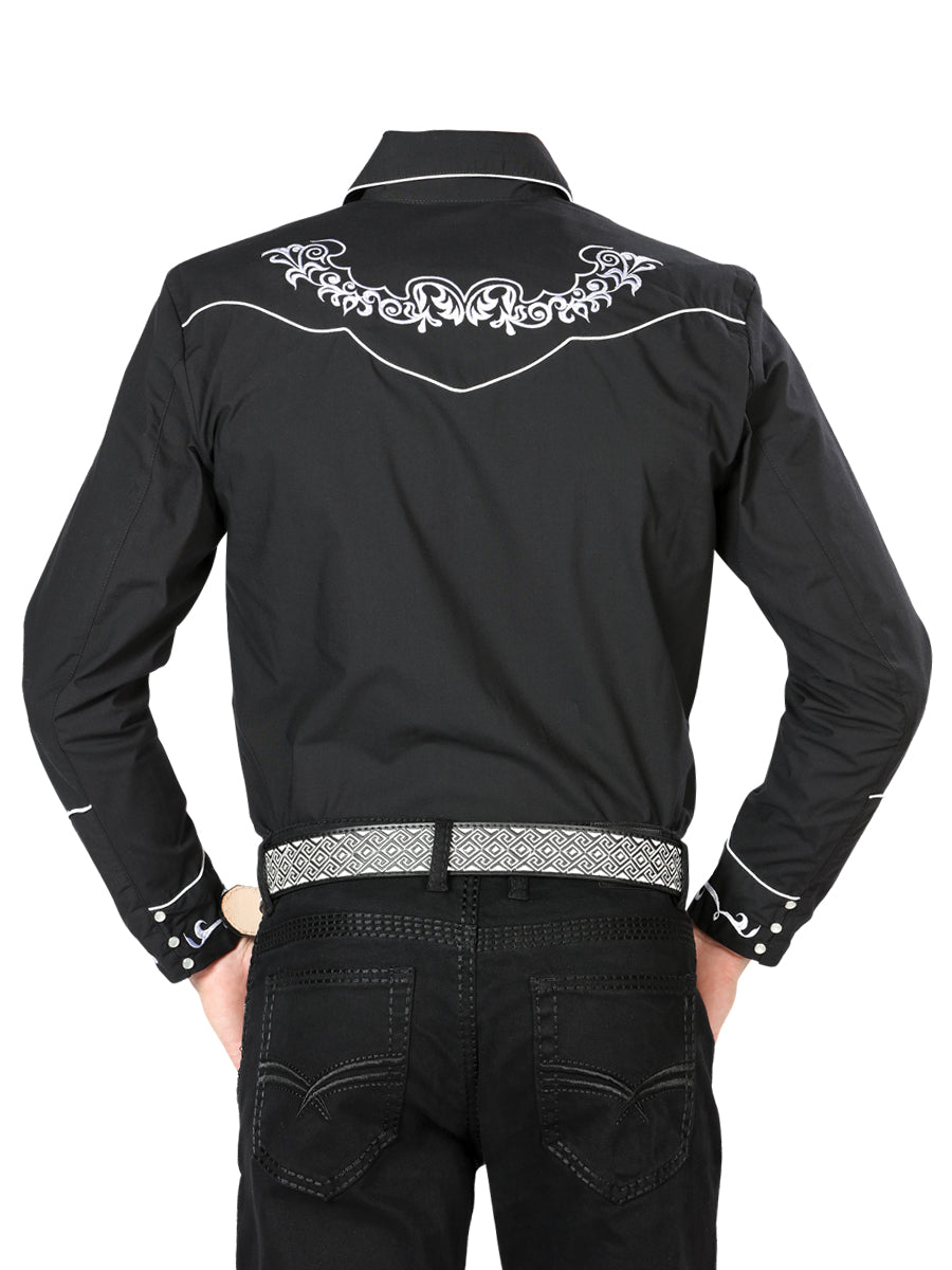 El General Embroidered Western Shirt Black/White 40987