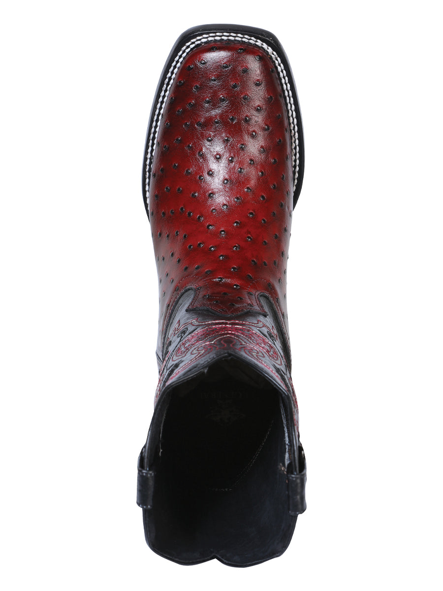El General Rodeo Boot - Printed Ostrich Burgundy 41901