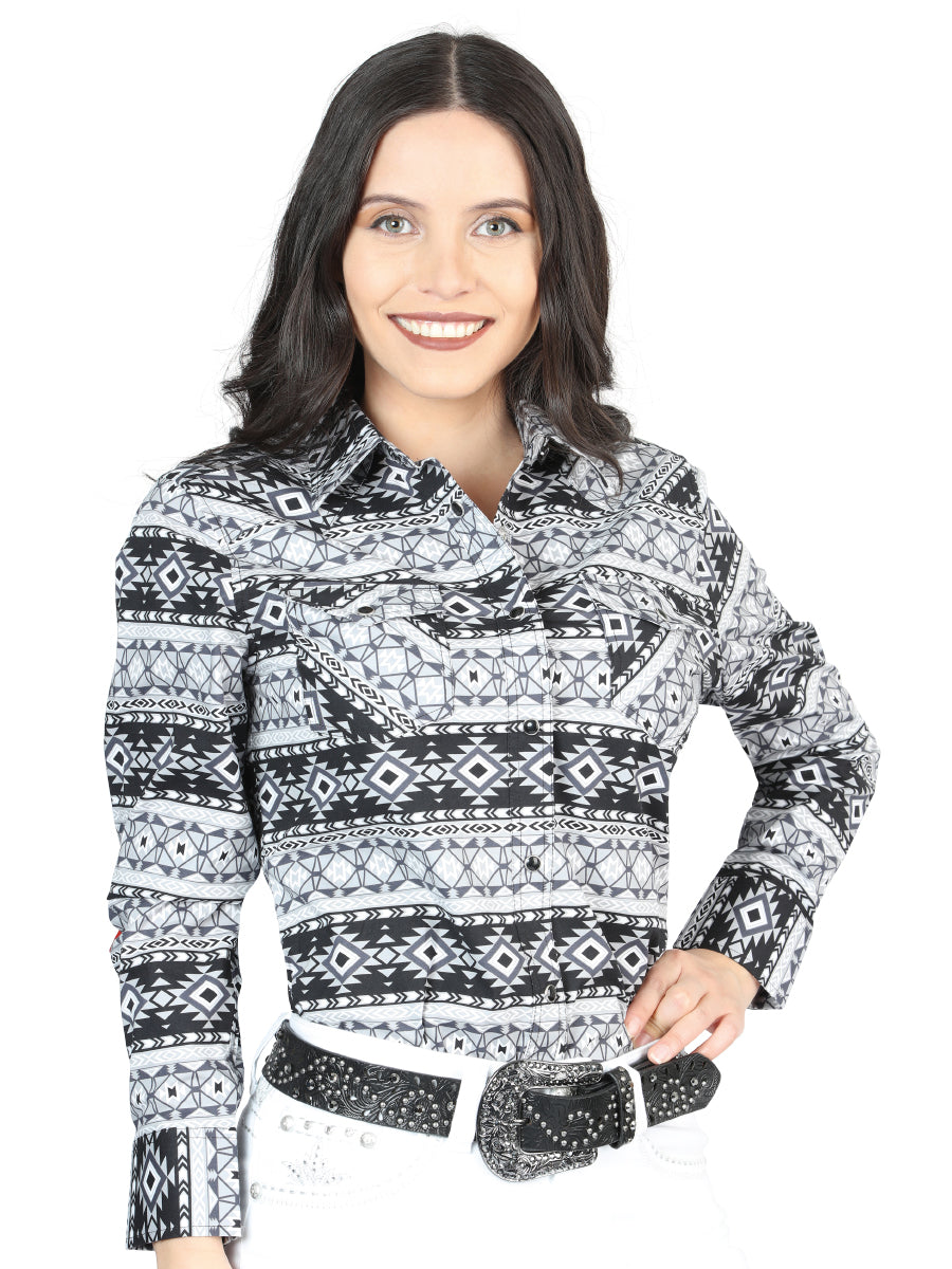 Casual Long-Sleeve Shirt by El General, White/Black, 44405