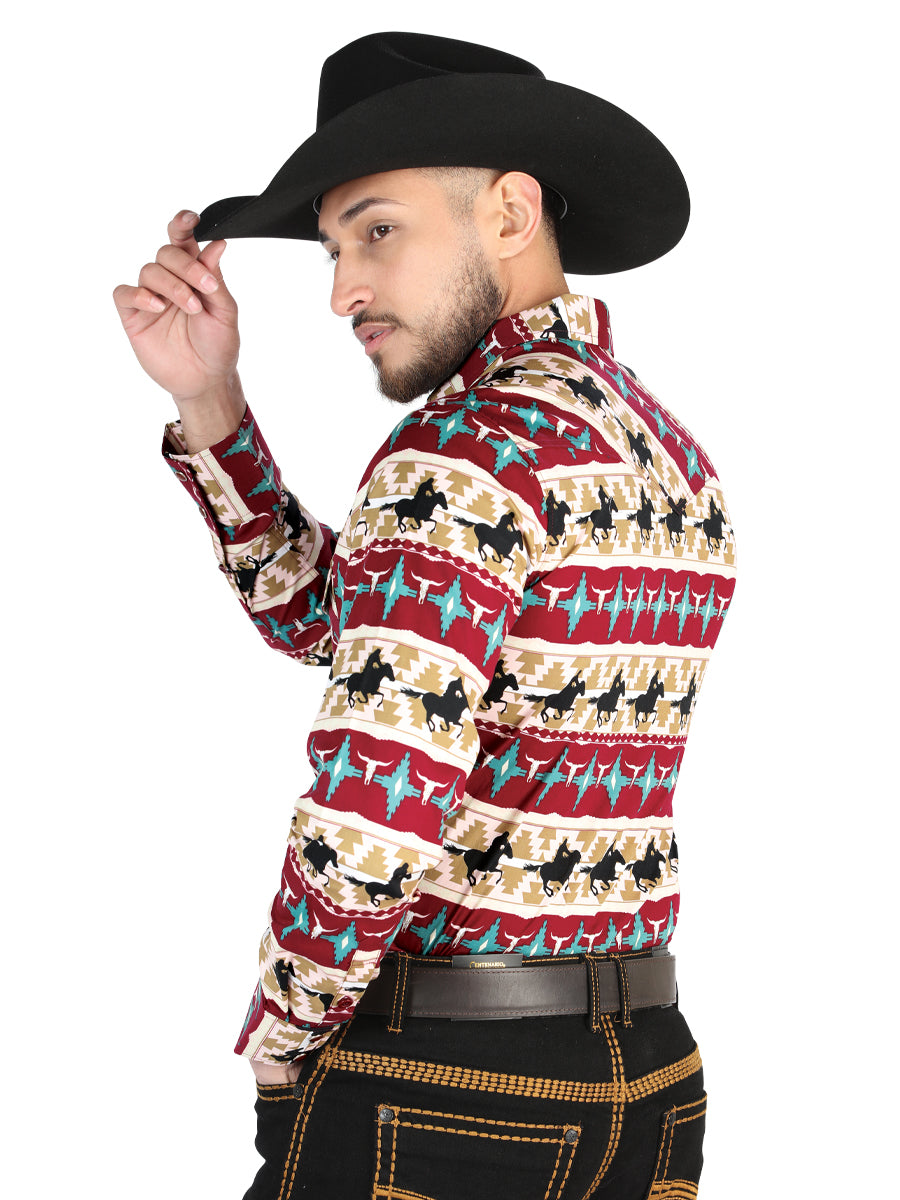 El General Black/Gold Casual Long-Sleeve Shirt - Burgundy 44476