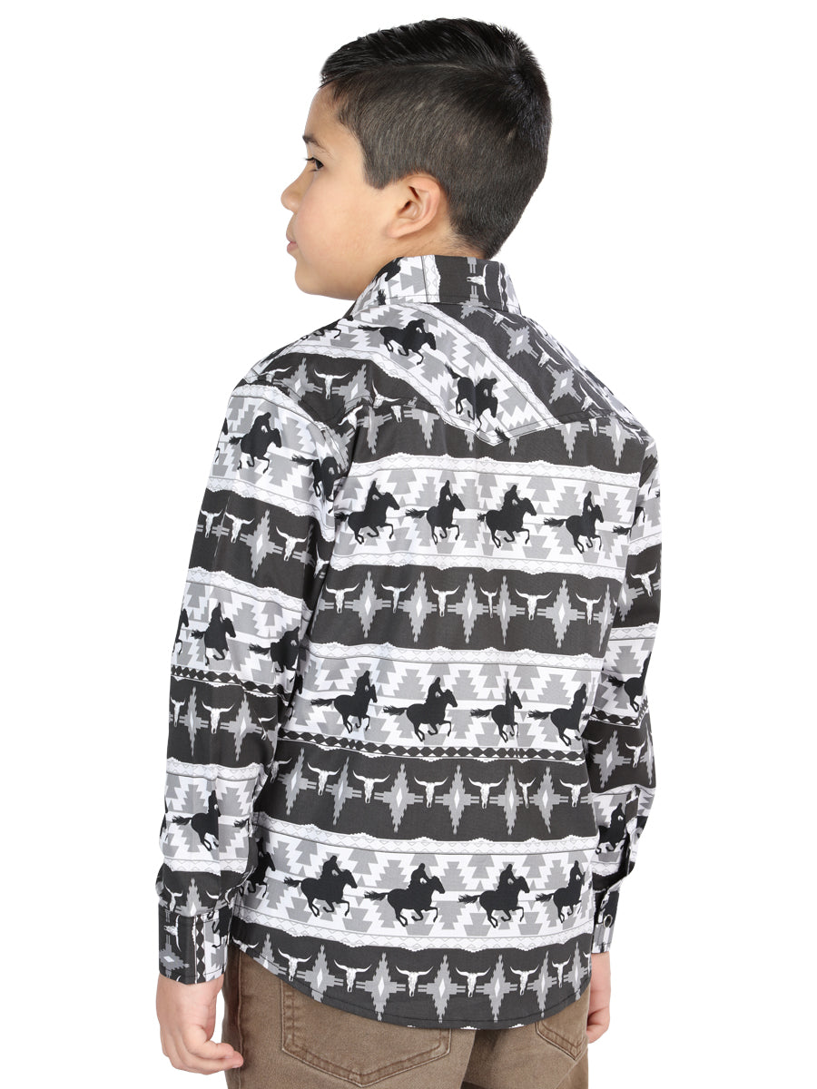 Casual Long-Sleeve Shirt by El General, Black, 44495