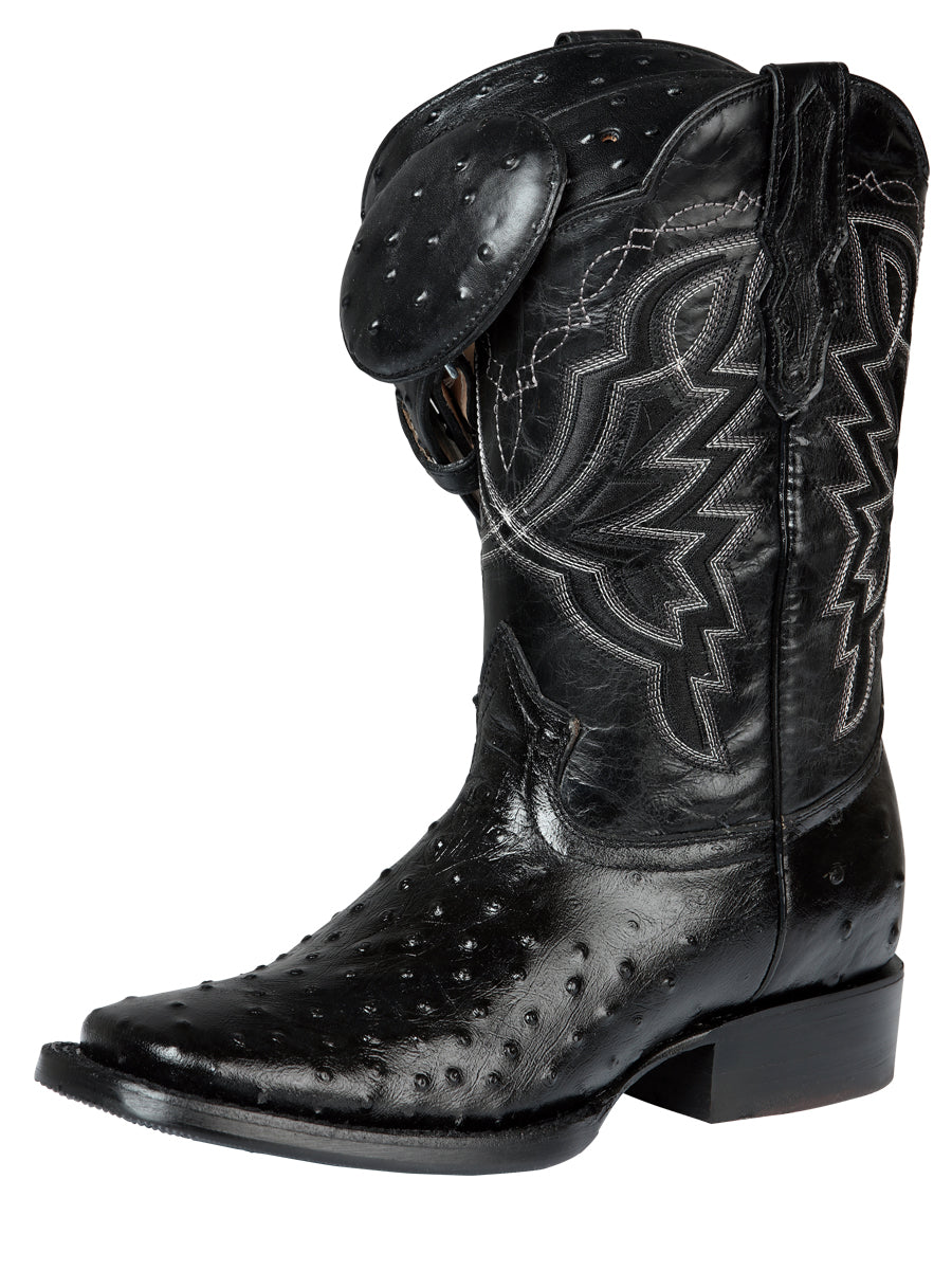 El General Rodeo - Printed Ostrich Skin Boot - Black 44673
