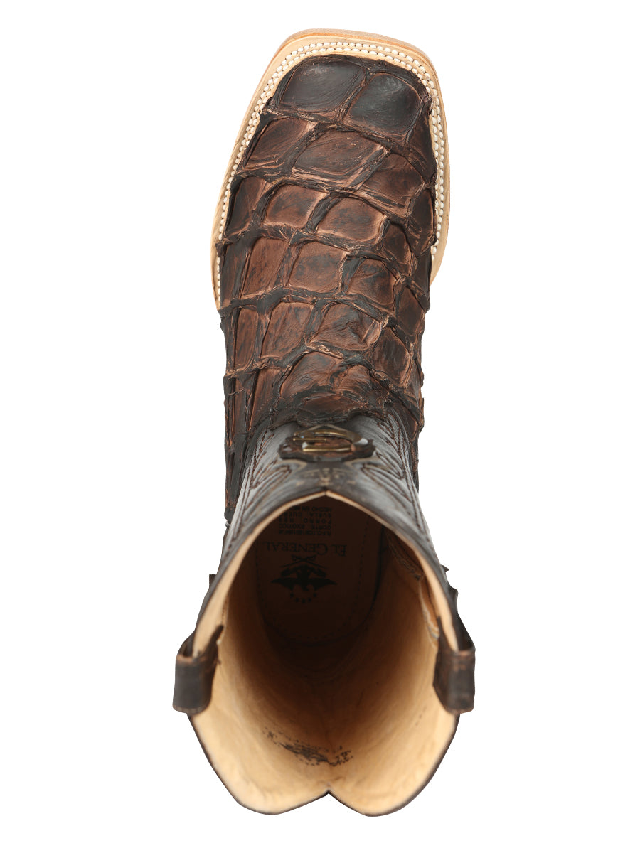 El General Men's Exotic Monster Fish Rodeo Cowboy Boots - Brown 45084