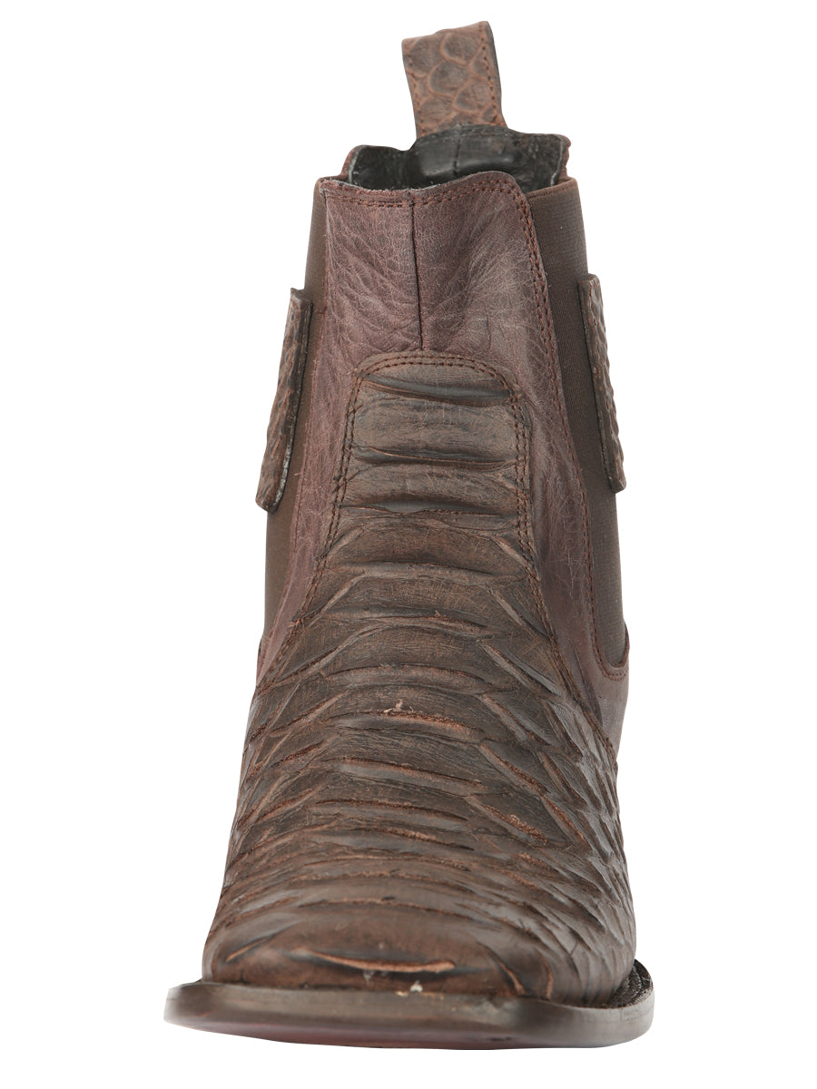 El General Men's Python Imitation Brown Ankle Boots 45092
