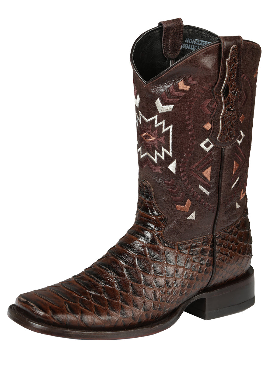 El General Men's Python Imitation Rodeo Boots - Brown 45095
