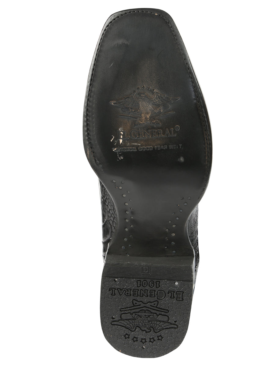 El General Men's Exotic Ostrich Leg Cowboy Boots - Black 45510