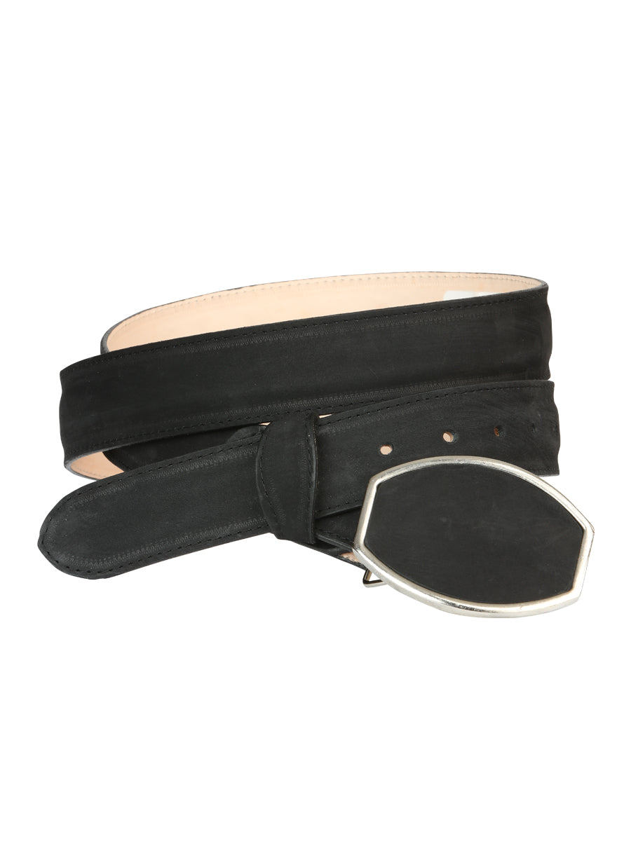 El General Men's Western Nubuck Black Belt 45575