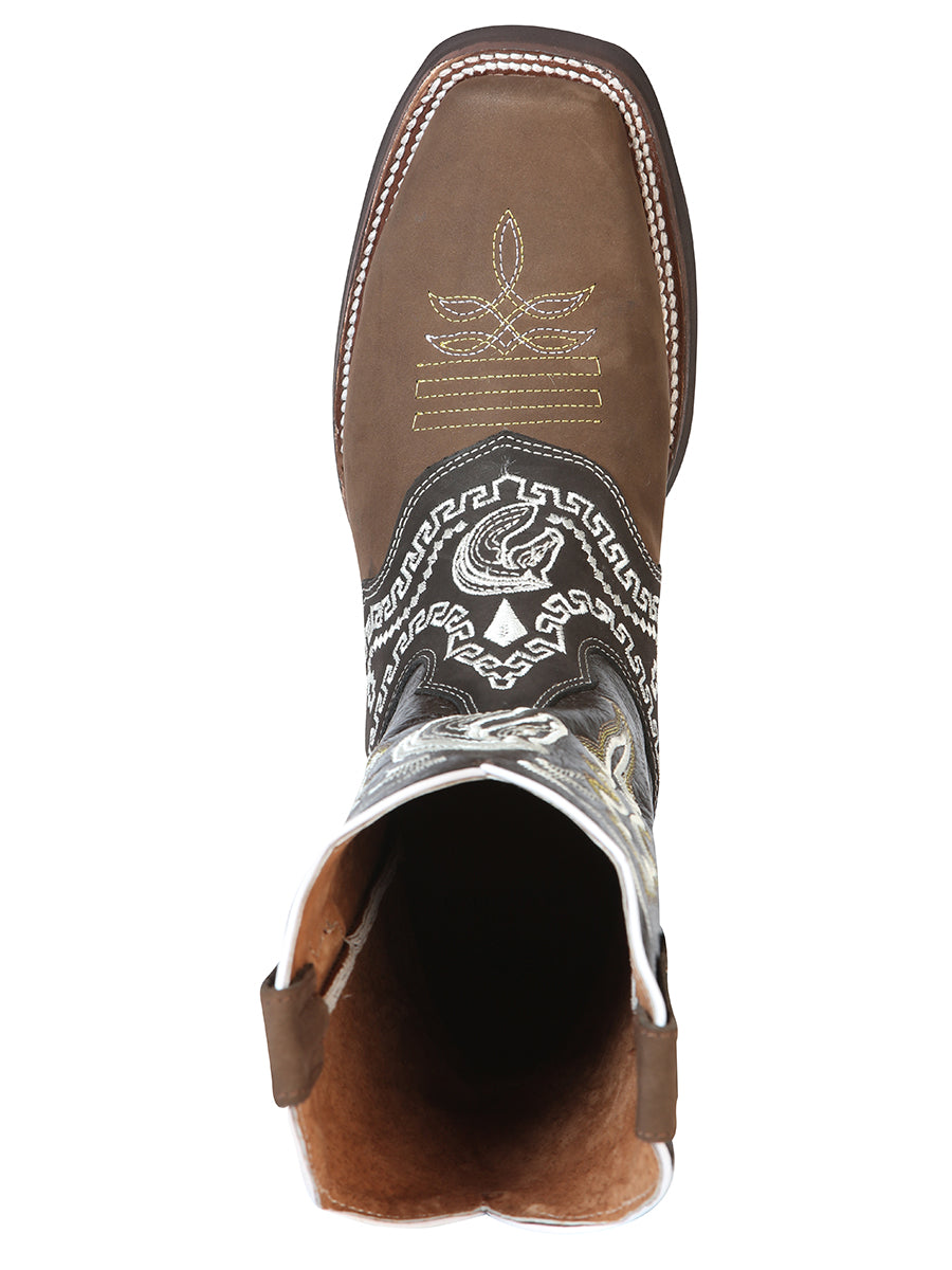 El General Rodeo Boot - Dark Brown Nubuck with Embroidery 51117