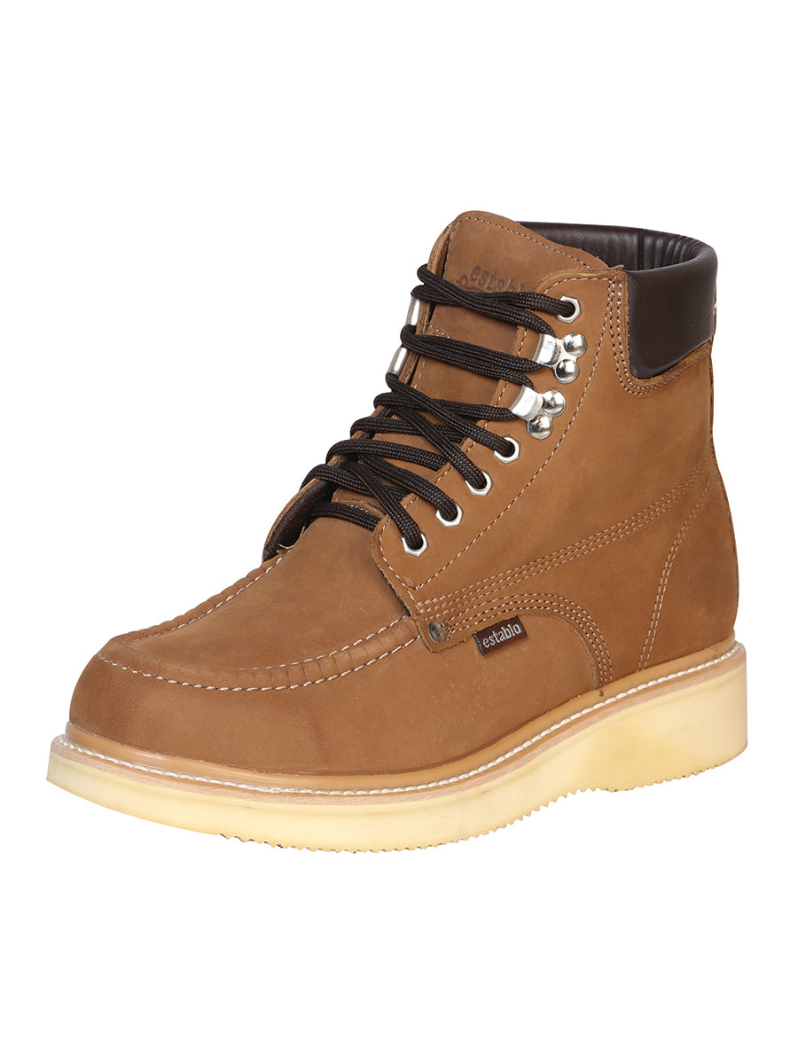 Establo Men's Work Boot - Nubuck Cinnamon Lace-Up 91204