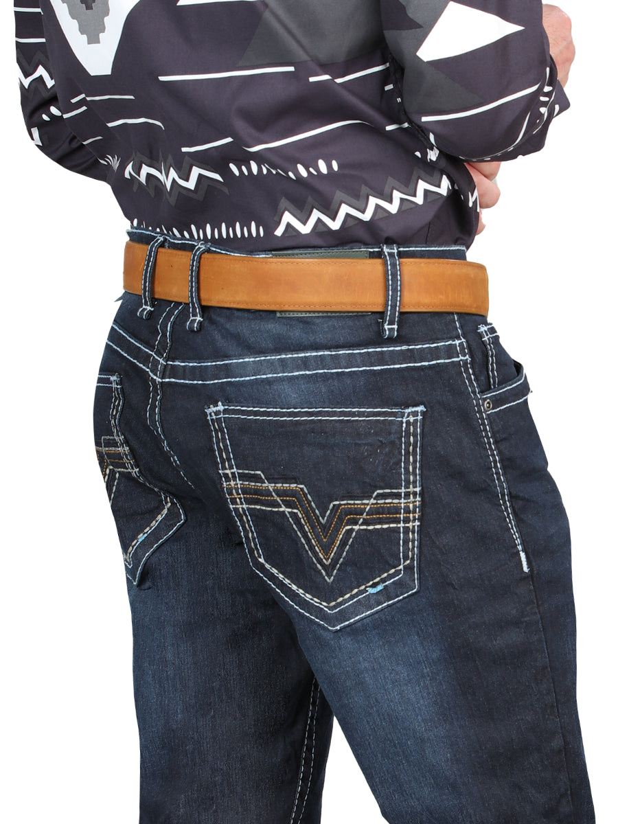 El Norteño Skinny Stretch Denim Pants in Dark Blue 126635