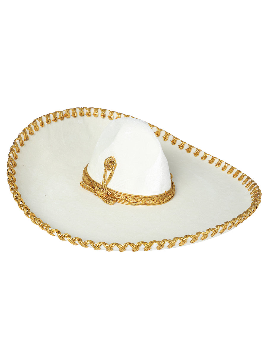 Adult
Mexican Charro Hat, Velvet, Ivory/Gold, 600700