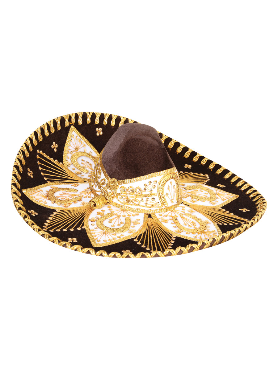 Adult Mexican Charro Hat, Velvet Brown/Gold 601777