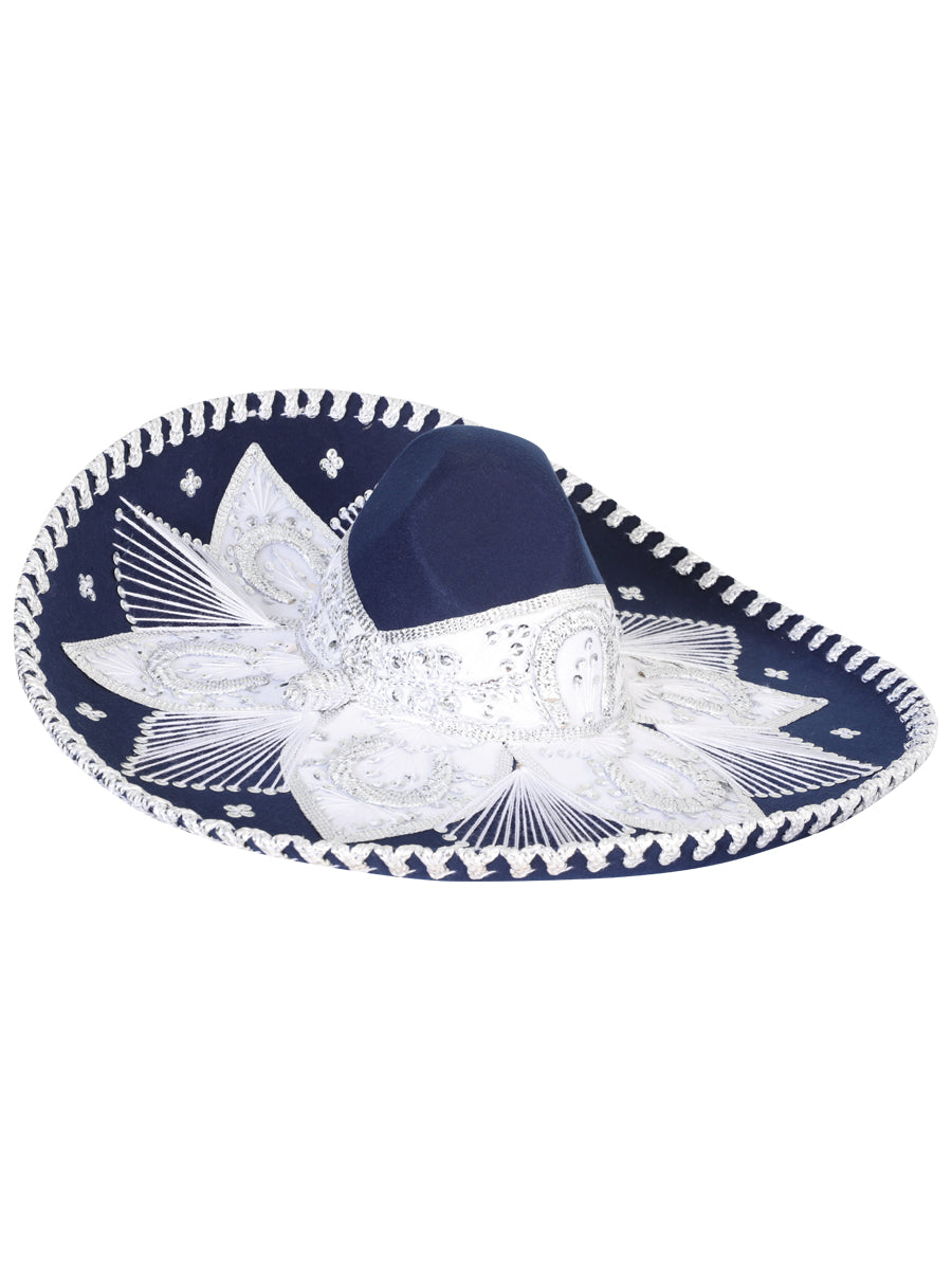 Adult Mexican Charro Hat, Velvet, Navy Blue/Silver, 601778