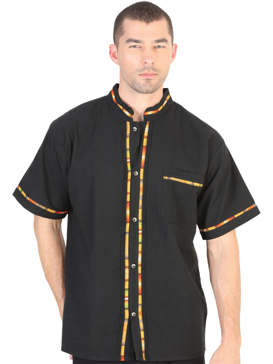 Mexican Artisan Guayabera 100% Cotton Black 601821