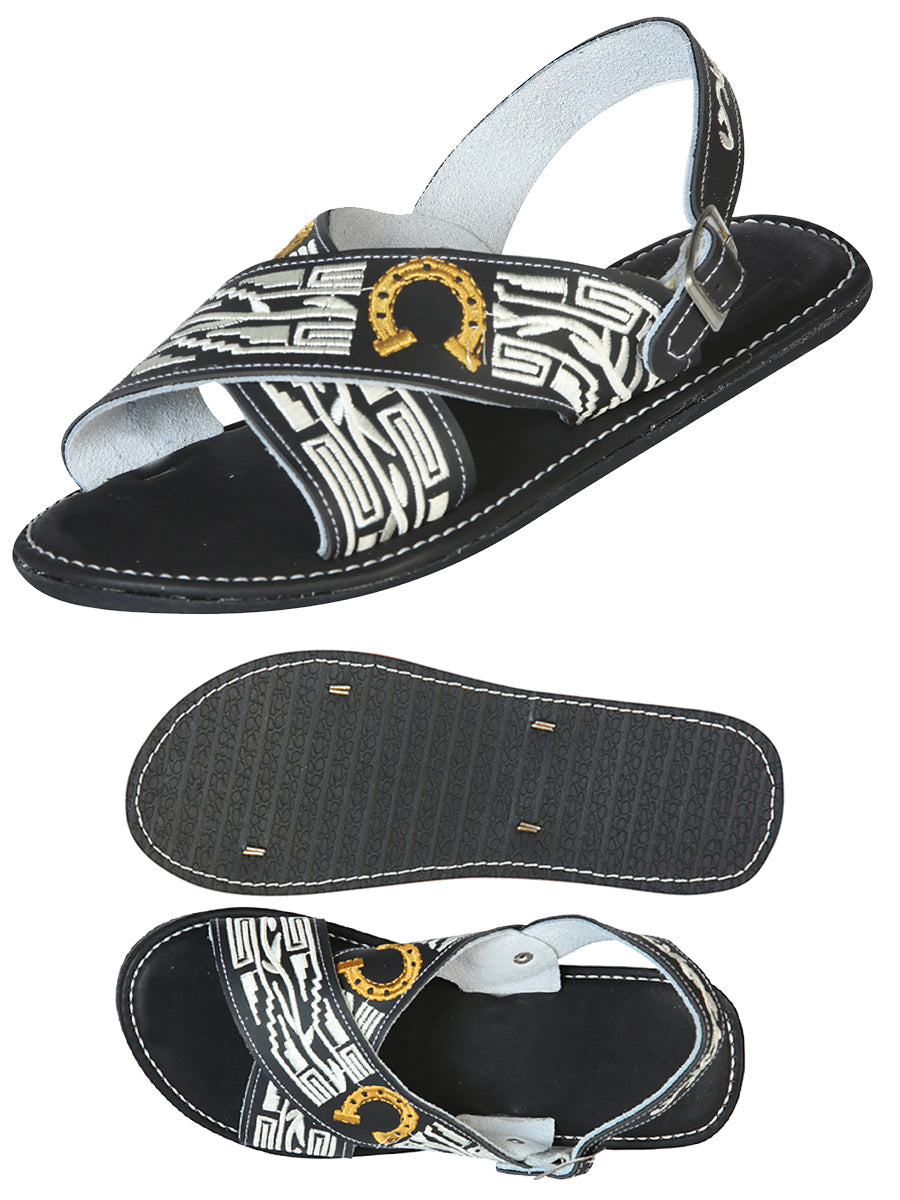 Mexican Artisan Sandals 50% Leather, 50% Synthetic Black 603788