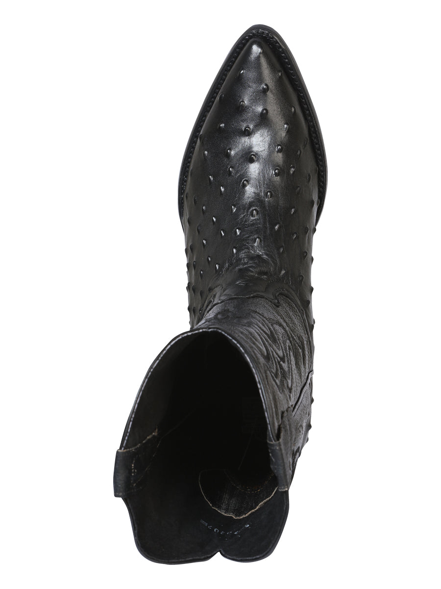 The Lord of the Heavens Men's Western Boots - Imitation Ostrich Leather - Black 40836