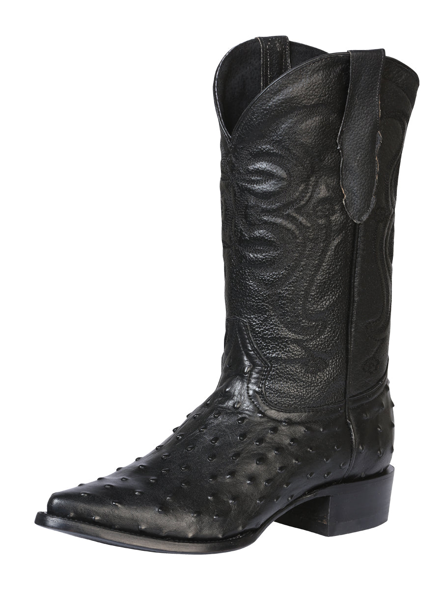 The Lord of the Heavens Men's Western Boots - Imitation Ostrich Leather - Black 40836