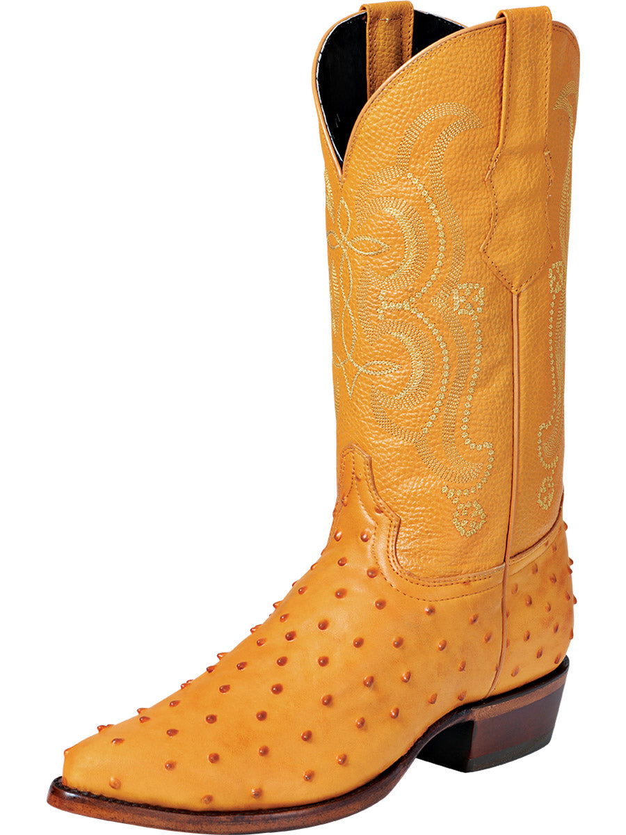 The Lord of the Heavens Men's Western Boot - Ostrich Print Leather - Butter 40837