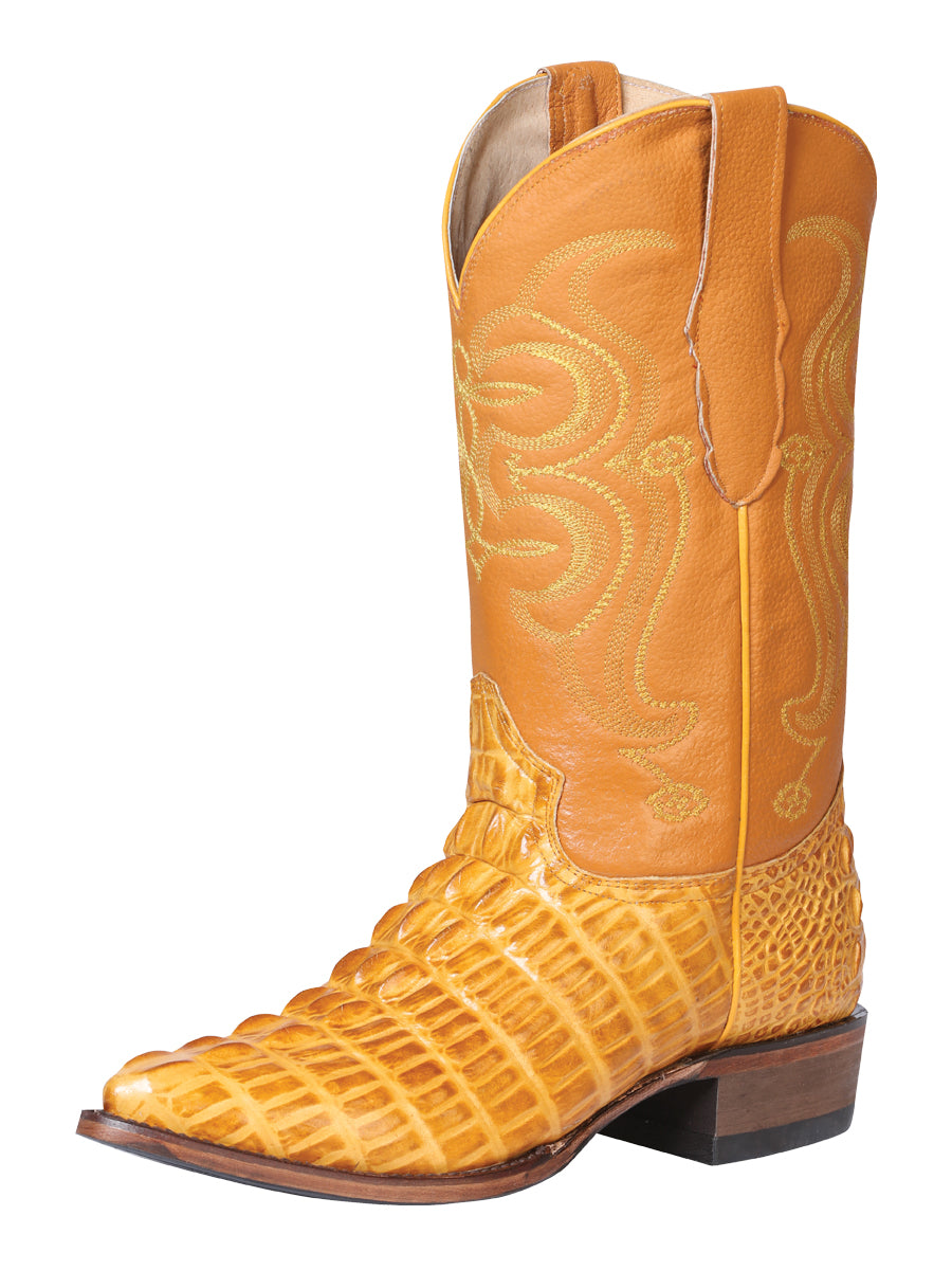 The Lord of the Heavens Men's Western Boot - Alligator Tail Print Leather - Butter 40843