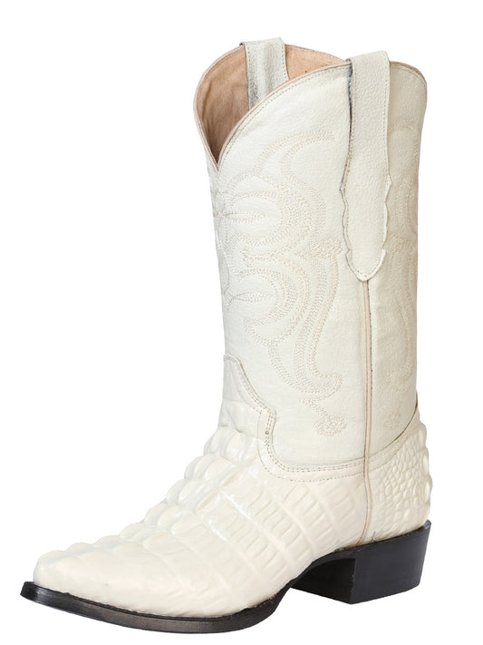 The Lord of the Heavens Men's Western Boot - Alligator Tail Print Leather - Bone 40845