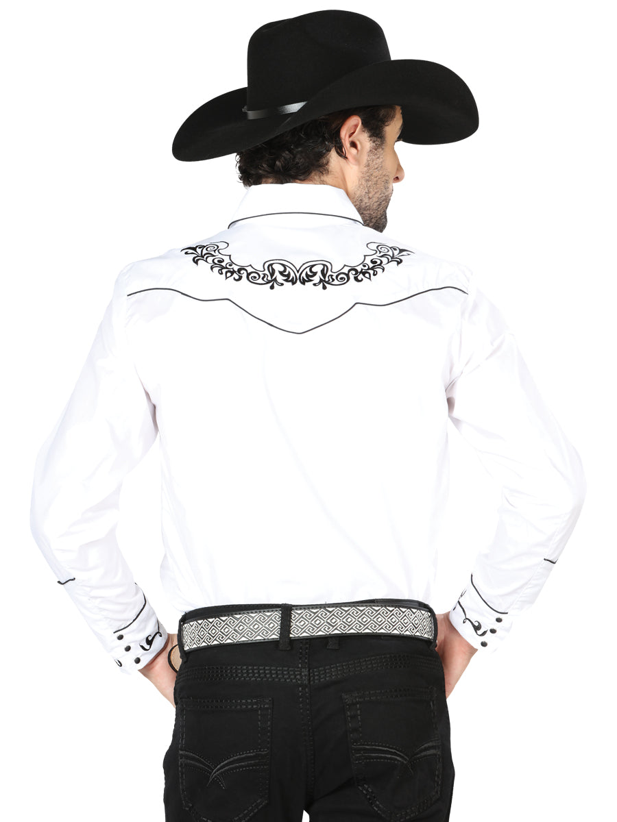 El General Embroidered Western Shirt White/Black 40988