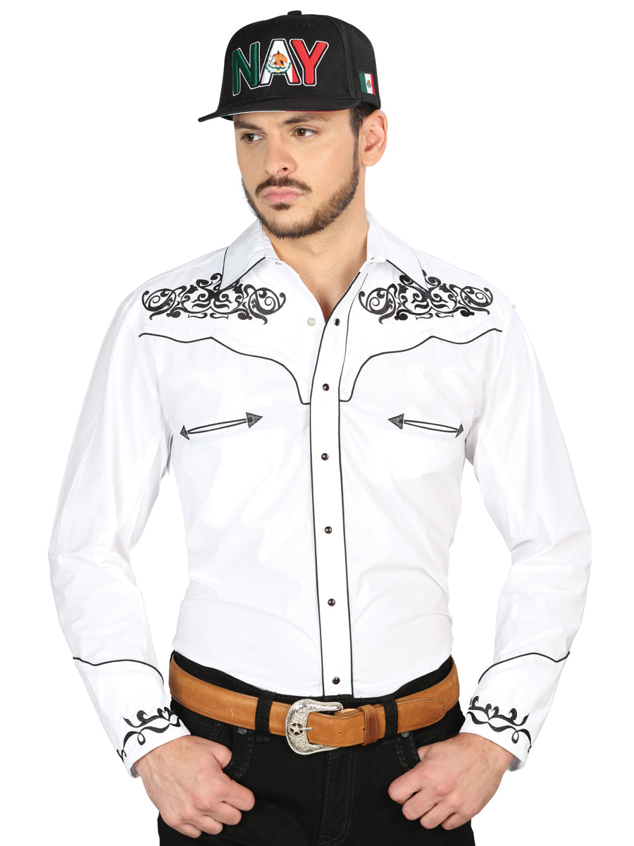 El General Embroidered Western Shirt White/Black 40988