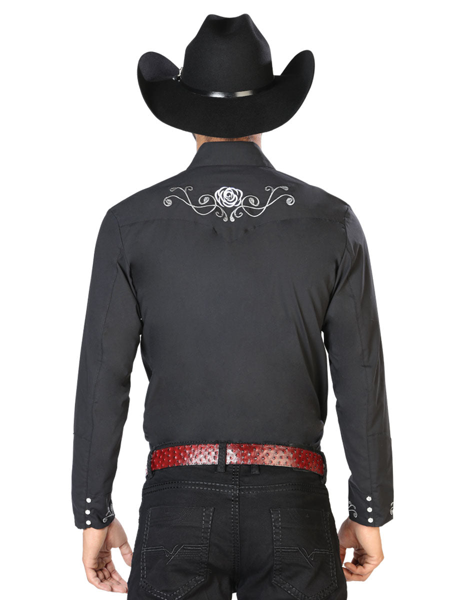 El General Embroidered Western Shirt Black/White 42937