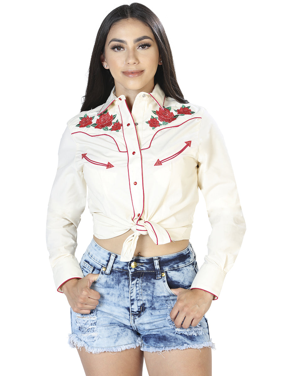 Women's Beige Long Sleeve Western Shirt 42962