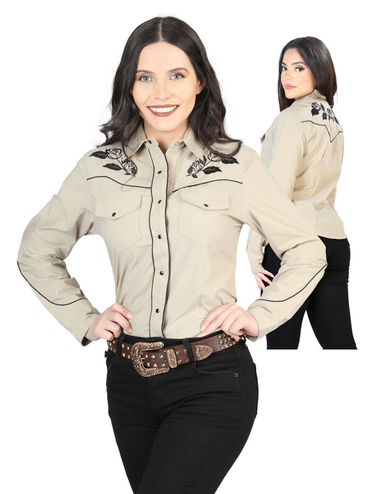 Women's Khaki Embroidered Shirt 42969