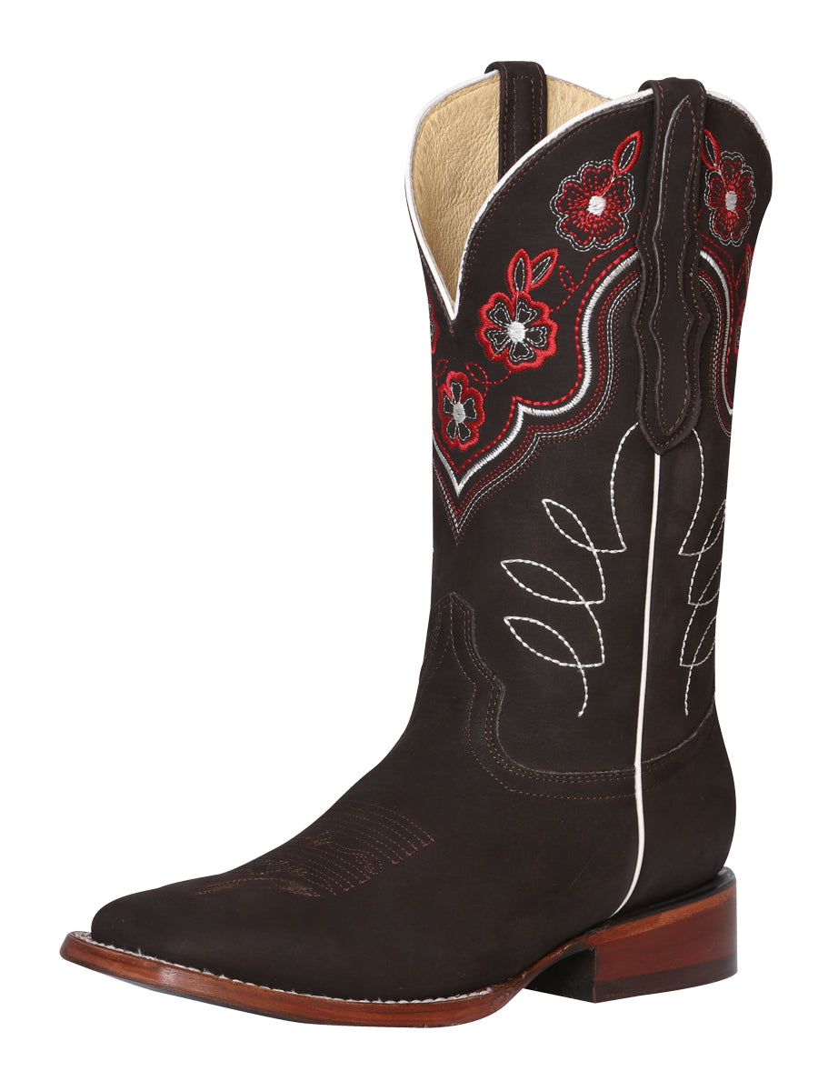 El General Women's Rodeo Boot - Suede Dark Brown 42978