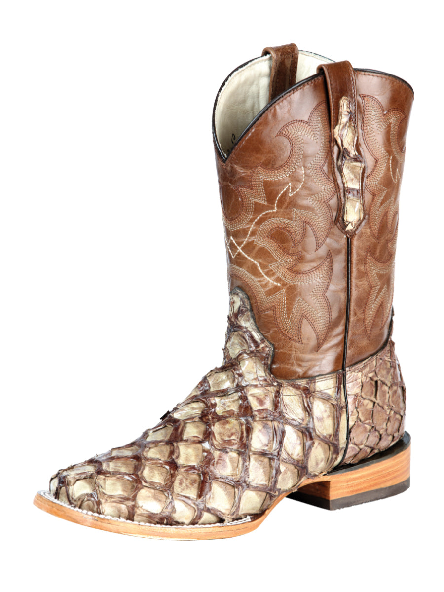 El General Men's Exotic Monster Fish Rodeo Boots - Cream 44114