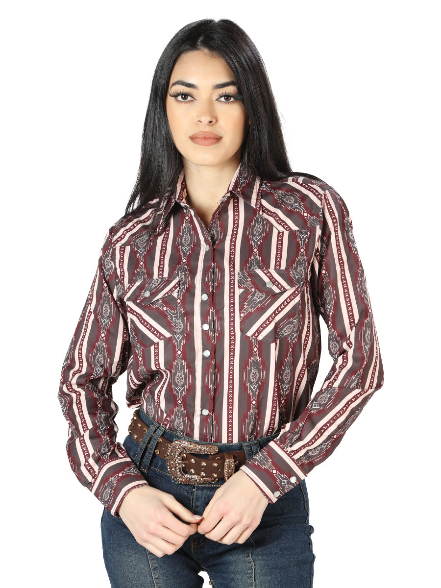 Women's Brown Long Sleeve Western Shirt 44215