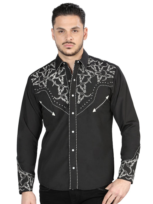 El Señor De Los Cielos Embroidered Shirt Black/White 44340