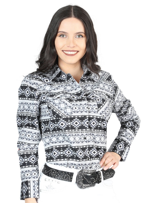 Casual Long-Sleeve Shirt by El General, White/Black, 44405