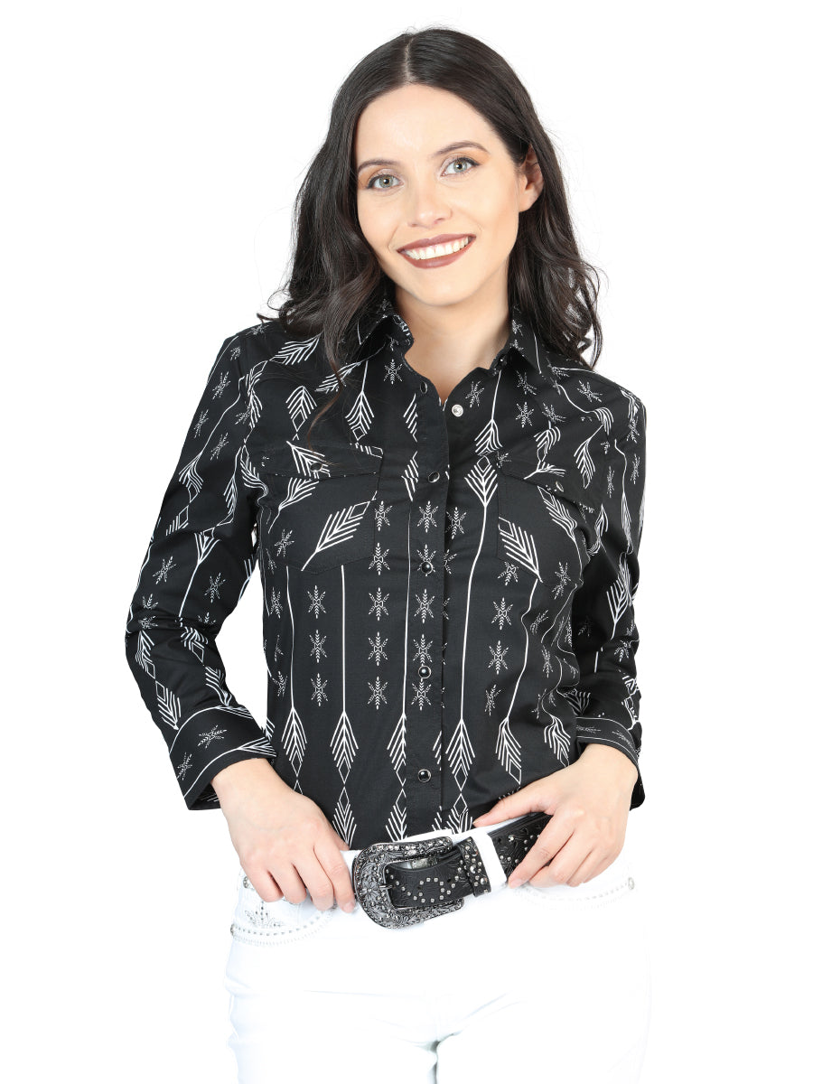 Casual Long-Sleeve Shirt by El General, Black/White, 44436