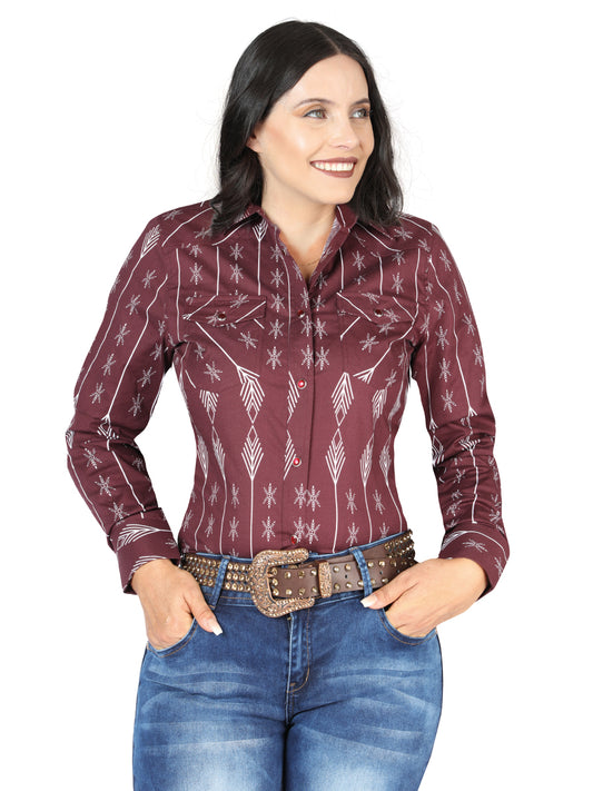 Casual Long-Sleeve Shirt by El General, Burgundy, 44438