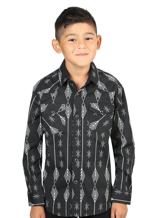 Casual Long-Sleeve Shirt by El General, Black/White, 44439
