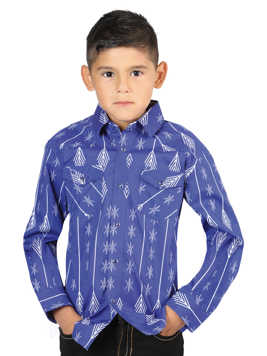 Casual Long-Sleeve Shirt by El General, Blue/White, 44440