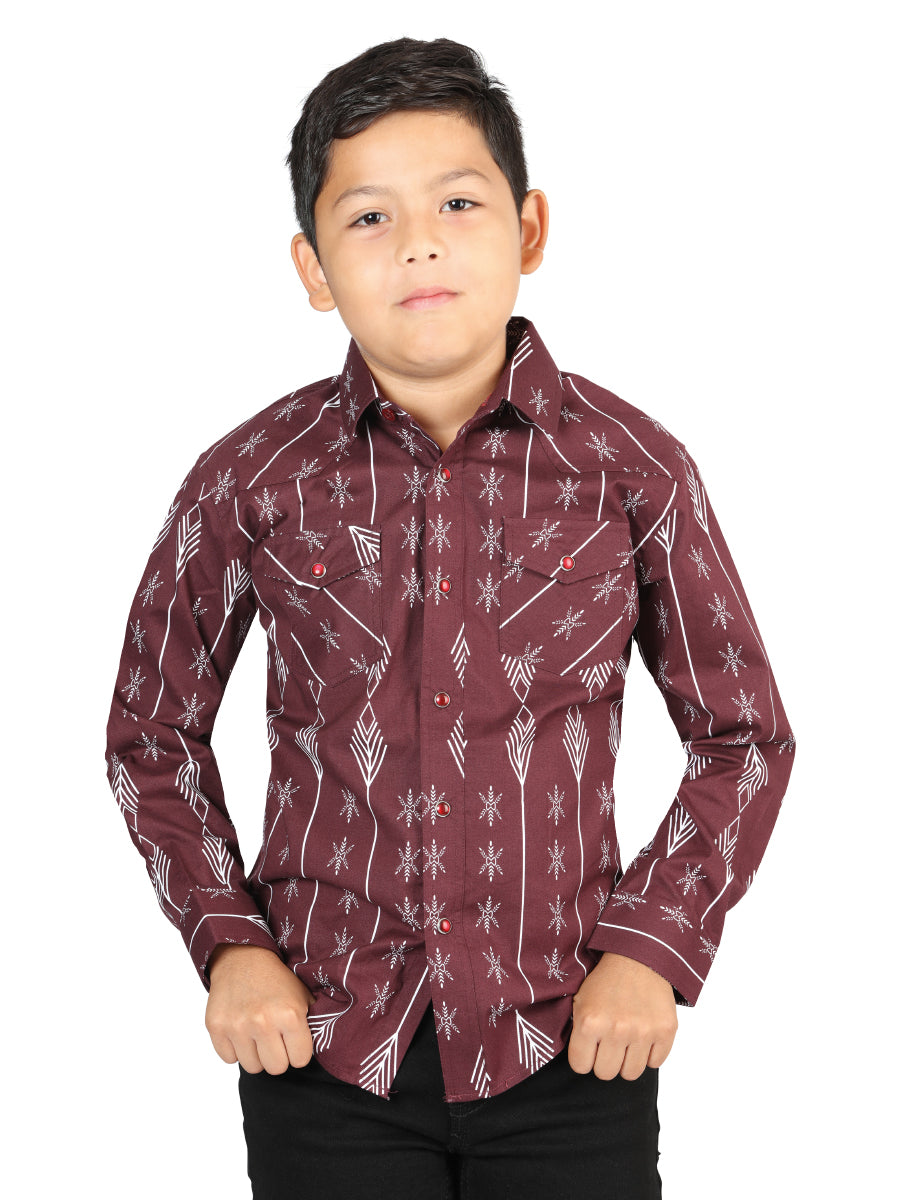 Casual Long-Sleeve Shirt by El General, Burgundy, 44441