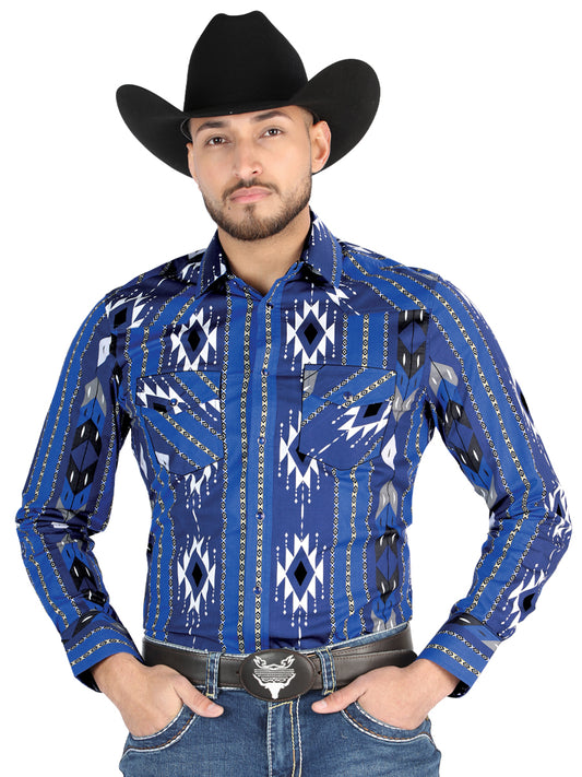 El General - Casual Long Sleeve Shirt - Blue 44474