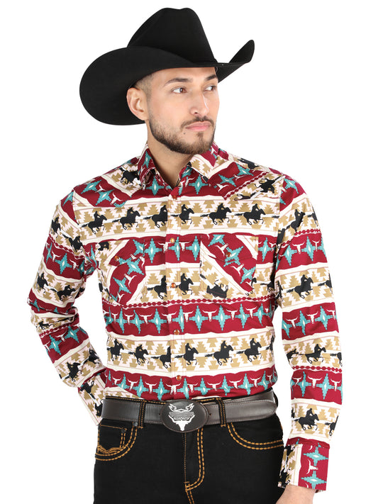 El General Black/Gold Casual Long-Sleeve Shirt - Burgundy 44476