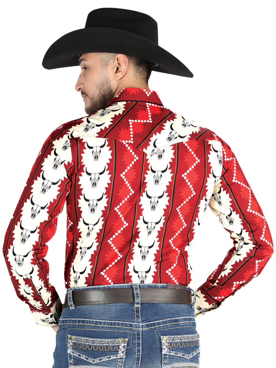 El General - Casual Long Sleeve Shirt - Burgundy 44490