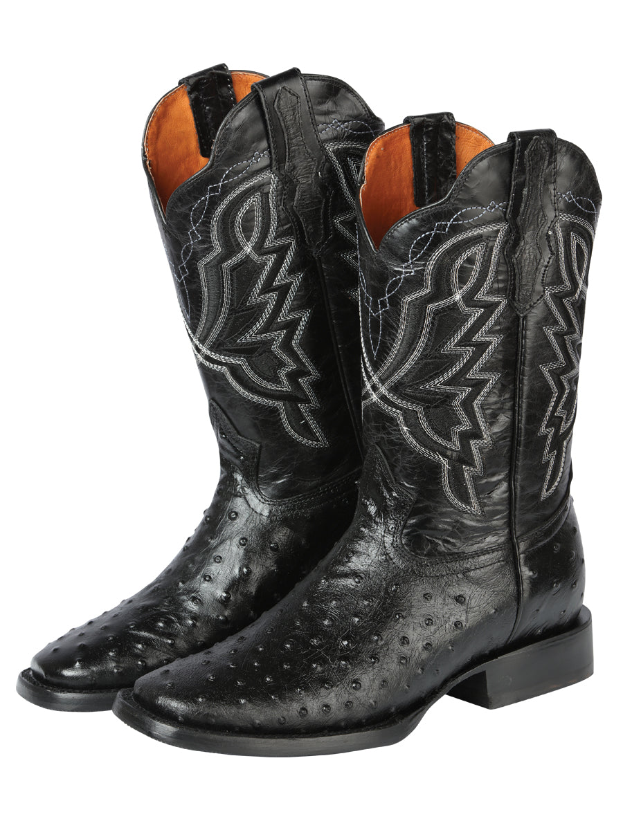 El General Rodeo - Printed Ostrich Skin Boot - Black 44673