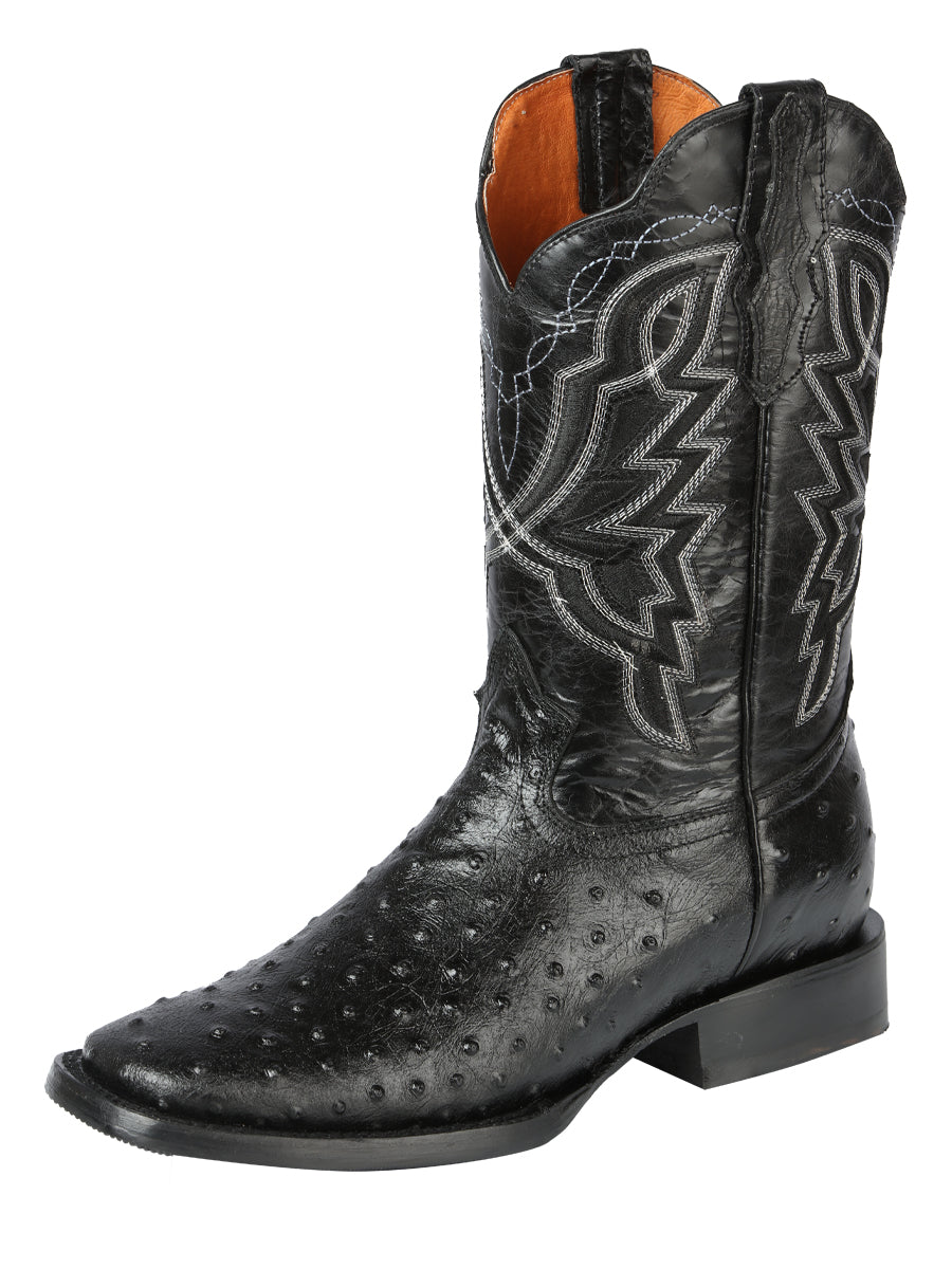 El General Rodeo - Printed Ostrich Skin Boot - Black 44673