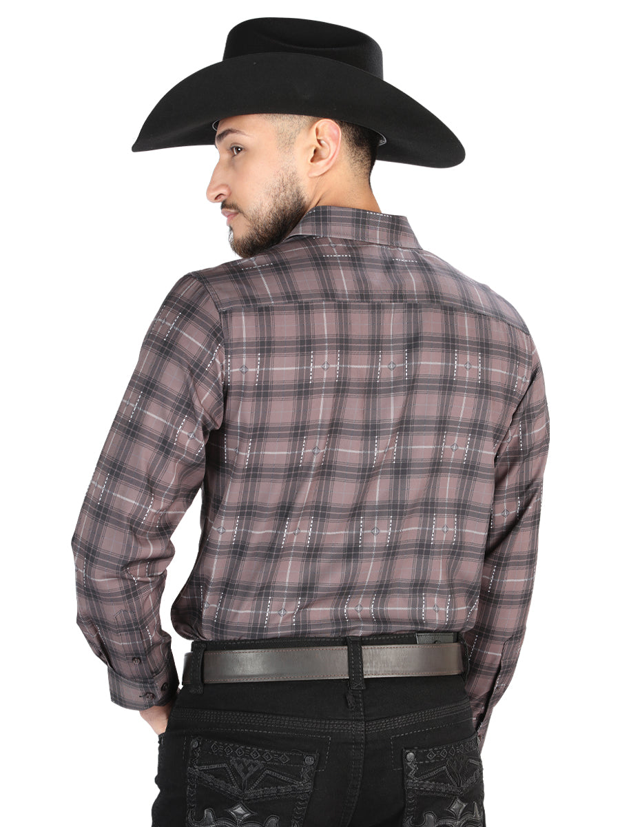 El General - Casual Long Sleeve Shirt - Mocha/Olive 44712