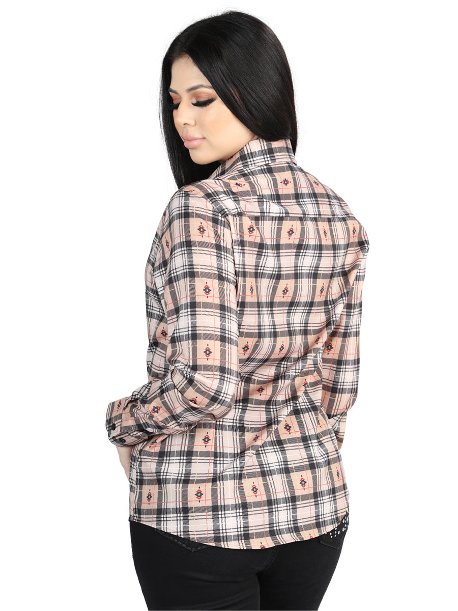 El General - Casual Long-Sleeve Shirt - Beige/Black 44715